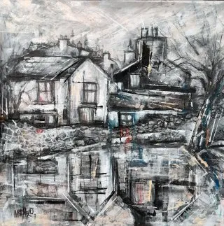 a drawing of a house 
Artistic Rendition of a Cozy Nook, The Perfect Family Home A Whimsical Sketch, The Quintessence of Home and Hearth