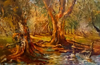 a painting of trees and a pond 
DSC_0172_1.jpg Old Threes