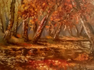 a painting of trees and water 
DSC_0010_1.jpg Autumn Forrest