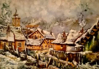 a painting of a village 
DSC_0133.webp Winter in a small village