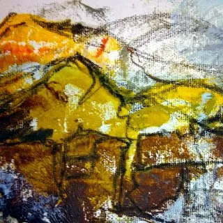 a painting of a mountain 
the-yellow-mountain-cube.webp The yellow mountain