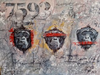 a group of monkeys painted on a wall 
not-hear-eval-not-see-eval-not-speak-eval.jpg Covid19  Three wise monkeys
