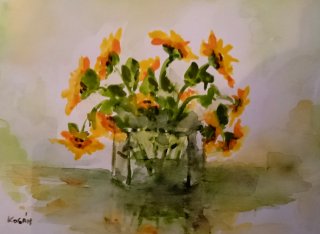 a painting of flowers in a vase 
DSC_0109_2.jpg Sunflowers in vase.