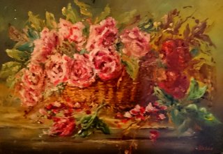 a painting of flowers in a basket 
DSC_0097_2.jpg Roses in wicker basket
