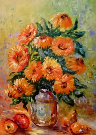 a painting of flowers in a vase 
DSC_0174.jpg Sunflowers