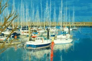 a group of boats in a harbor 
bray.pier.webp Howth Harbour in Ireland