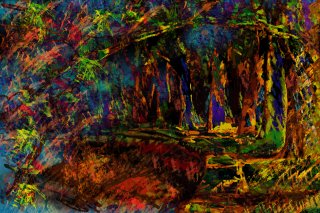 a colorful painting of a forest 
rado01.jpg On the Rado evening session