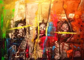 A colorful exploration of emotions through art Three wise monkeys abstraction