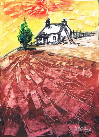 a painting of a house and a tree 
irish-house08.jpg Irish Houses minimal Art Series 08