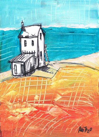 a painting of a house on a beach 
irish-house03.jpg Irish Houses minimal Art Series 03