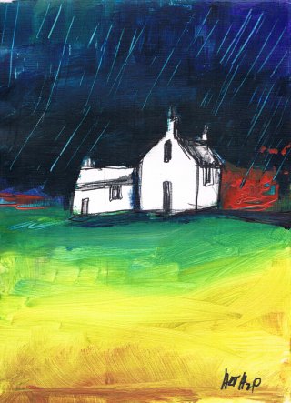 a painting of a house in a field 
irish-house07.jpg Irish Houses minimal Art Series 07