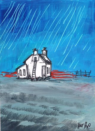 a painting of a house in the rain 
irish-house04.jpg Irish Houses minimal Art Series 04