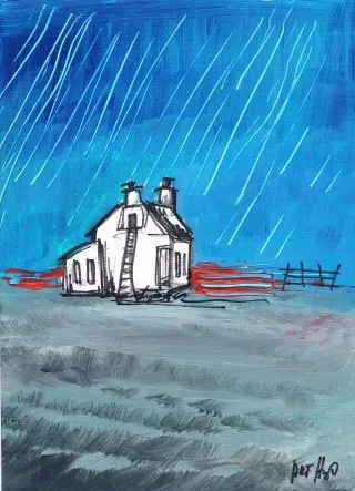 a painting of a house in the rain 
irish-house04.webp Irish Houses minimal Art Series 04