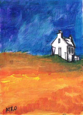 a painting of a house on a hill 
irish-house01.jpg Irish Houses minimal Art Series 01