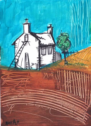 a drawing of a house 
irish-house06.jpg Irish Houses minimal Art Series 06
