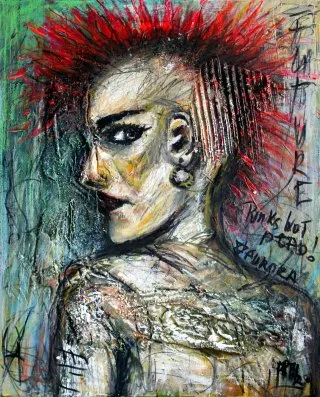 a painting of a woman with red hair 
arth2o-punk-girl-50x60cm-acryllic-painting-b.webp Red-Haired Punk, Hidden Beauty