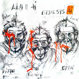 a drawing of three monkeys with red blood on their face 
arth2o-2024-AI-monkeys-60x60.0000.jpg AI Revolution