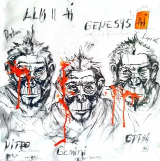 a drawing of three monkeys with red blood on their face 
arth2o-2024-AI-monkeys-60x60.0000.webp AI Revolution