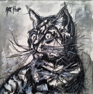 An artistic representation of a feline friend Striking Cat Portrait Rusnya