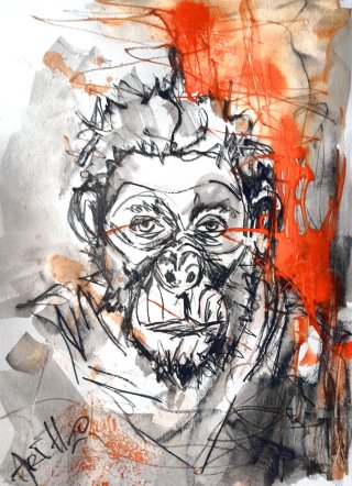 A striking blend of colors and form Abstract Monkey Portrait